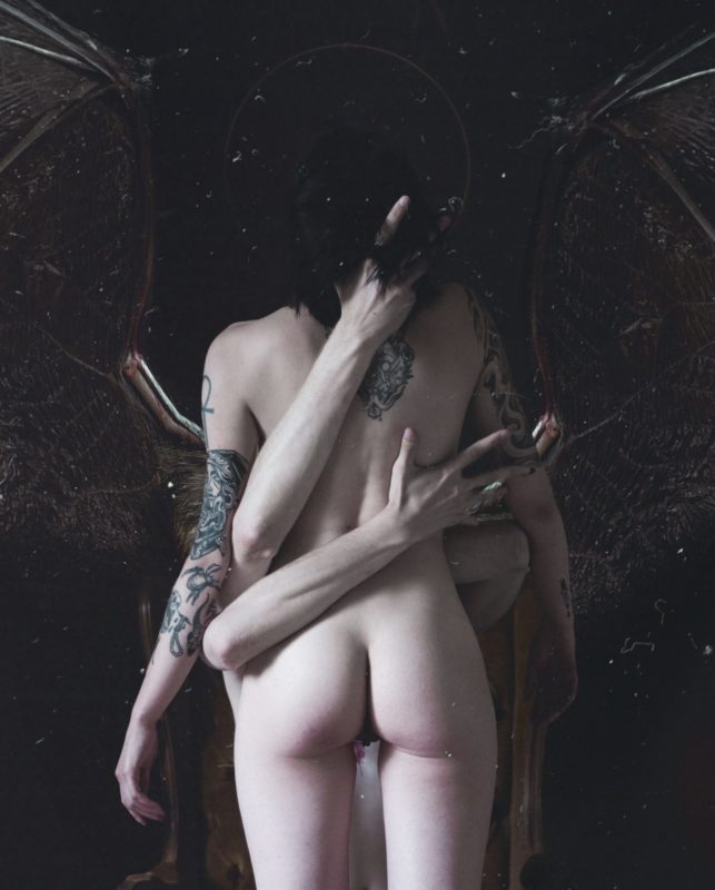 Artwork where there's a girl's back. Multiple hands are hugging her. Dark Aesthetic Photography. ABOUT ESSEQUADRO ARTWORKS? Stendhal syndrome, these words define my work. From Wikipedia: Stendhal's syndrome, hyperkulturemia, or Florence syndrome is a psychosomatic disorder that causes rapid heartbeat, dizziness, fainting, confusion and even hallucinations when an individual is exposed to an experience of great personal significance, particularly viewing Art. I am a Photographer and Graphic Designer from Italy.  Rational, concise, and colorblind. I am deeply in love with dark, blasphemous images. Perversion, love, darkness, history of art quotes and the way human bodies interact are the main themes of my work.