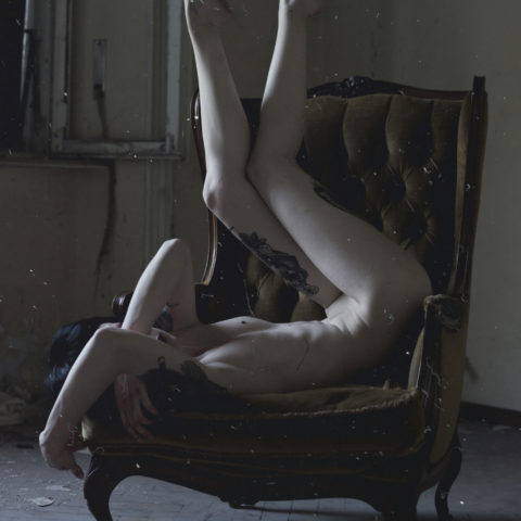 Artwork where there's a girl on a chair. Dark Aesthetic Photography